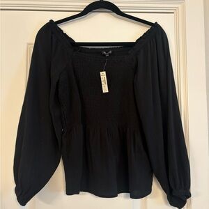 Madewell Black Smocked Blouse